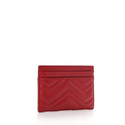 Gucci Calfskin Matelasse GG Marmont Card Holder Hibiscus Red 3 of 6