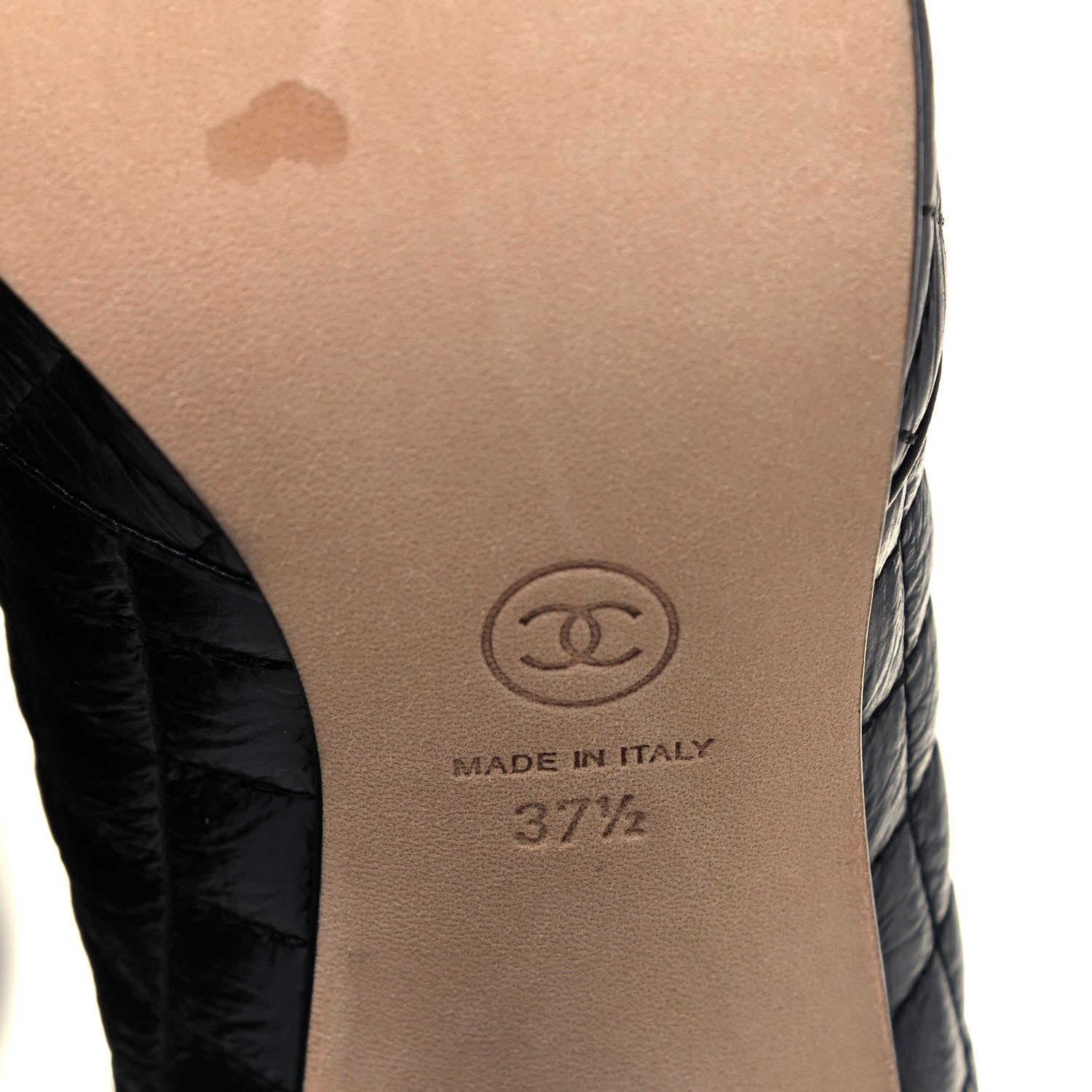Chanel Lambskin Grosgrain Patent Chained High Boots 37.5 Black 6 of 8