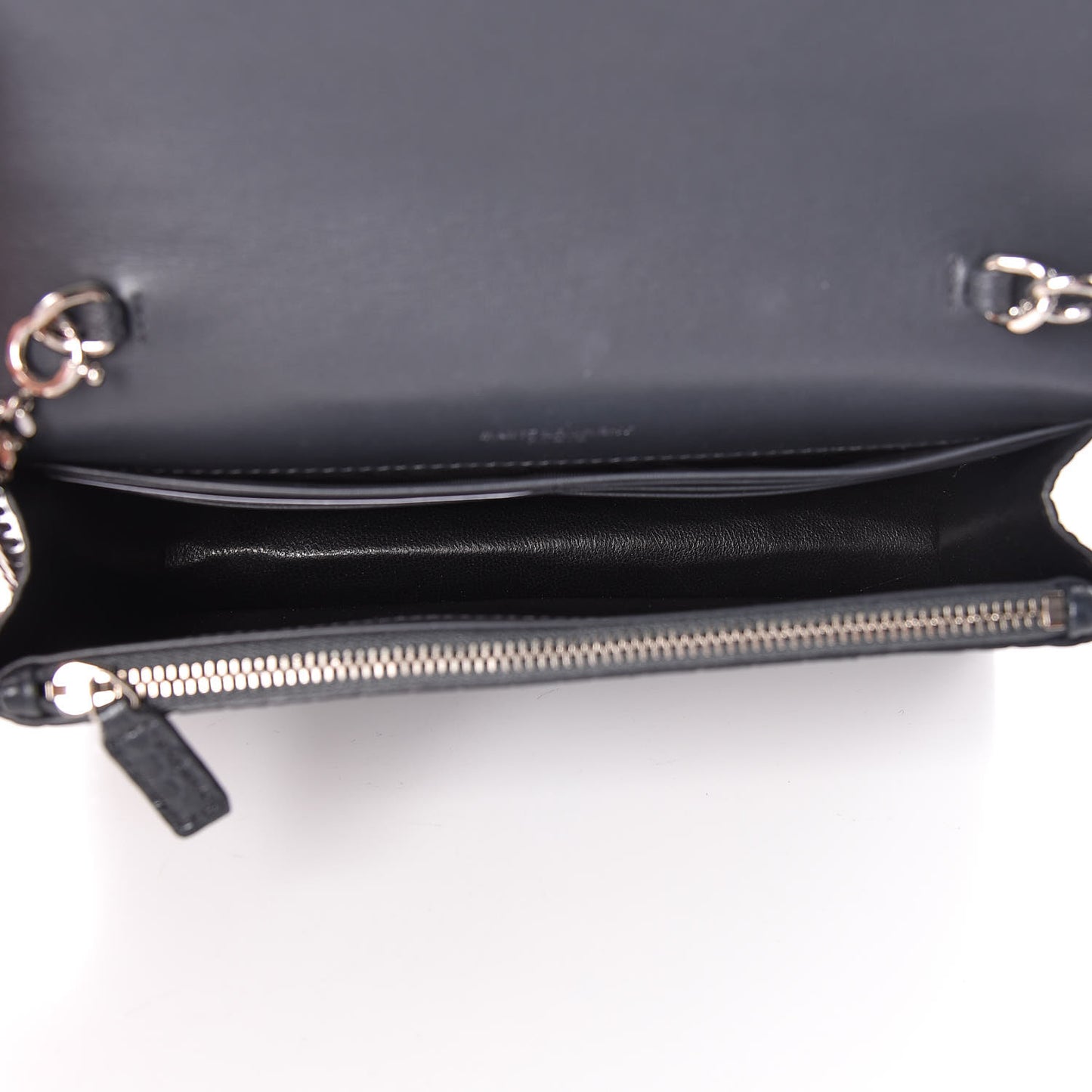 Calfskin Crocodile Embossed Kate Monogram Tassel Chain Wallet Dark Smog