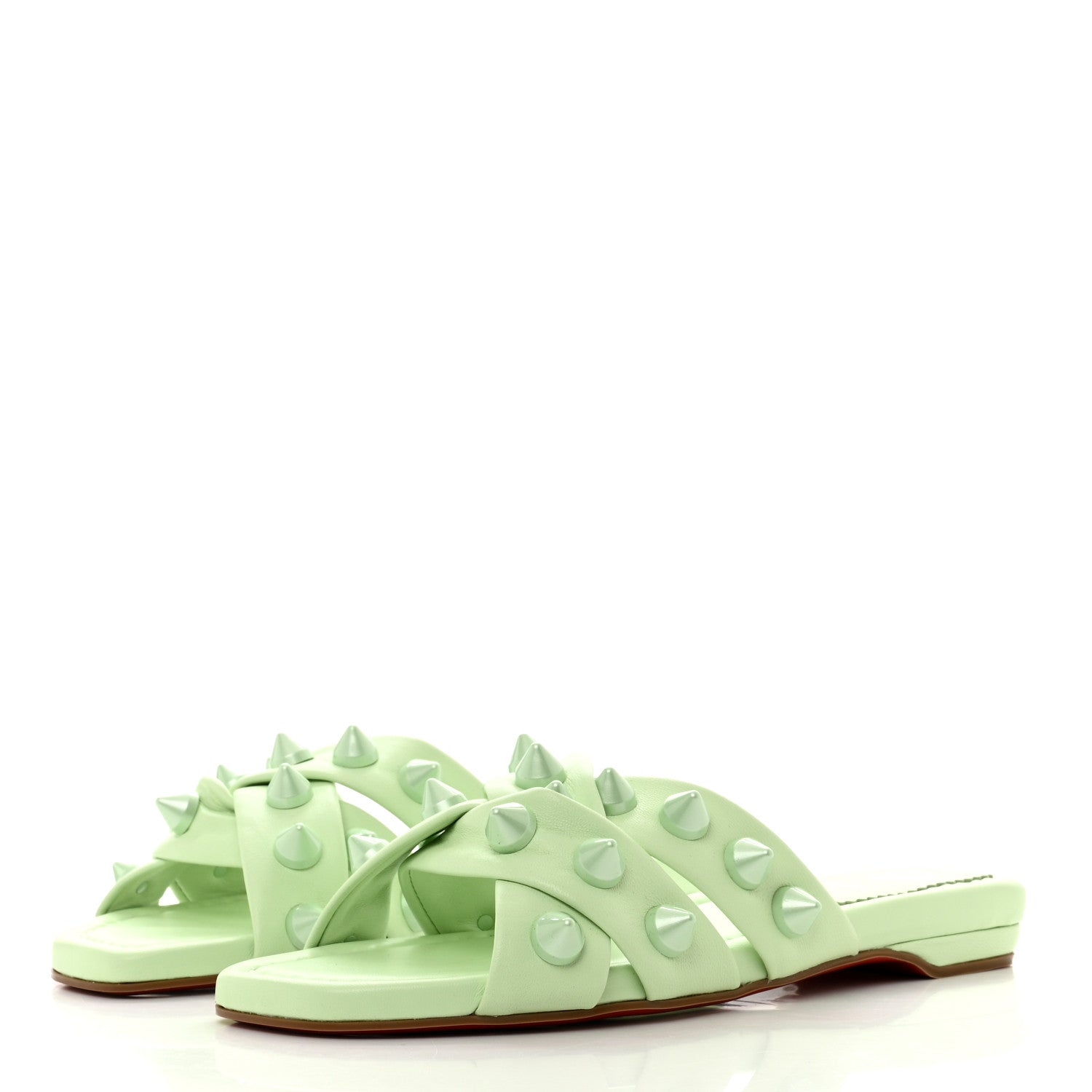 Christian Louboutin Calfskin Miss Spika Club Sandals 38.5 Studio Green 3 of 7