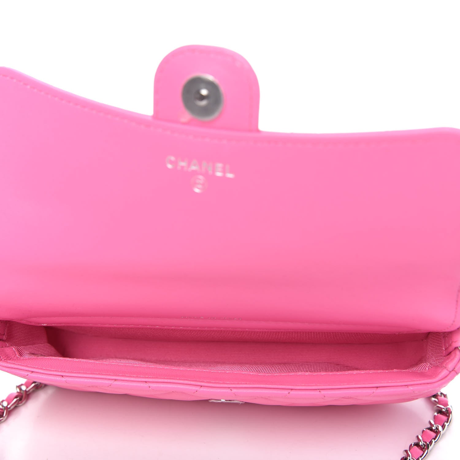 Chanel Lambskin Quilted Flap Phone Holder With Chain Neon Pink 5 of 12