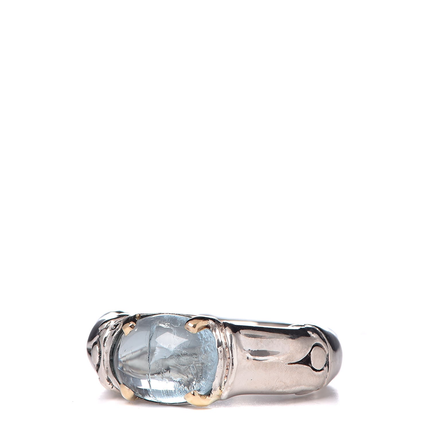 John Hardy Sterling Silver 18K Yellow Gold Blue Topaz Bamboo Band Ring 51 5.75 3 of 7