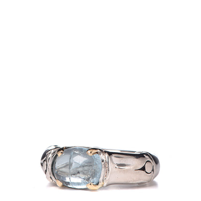 John Hardy Sterling Silver 18K Yellow Gold Blue Topaz Bamboo Band Ring 51 5.75 3 of 7