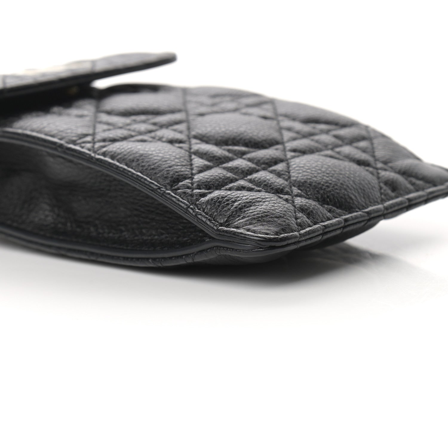 Christian Dior Grained Calfskin Cannage Caro Phone Pouch Holder Black 8 of 9