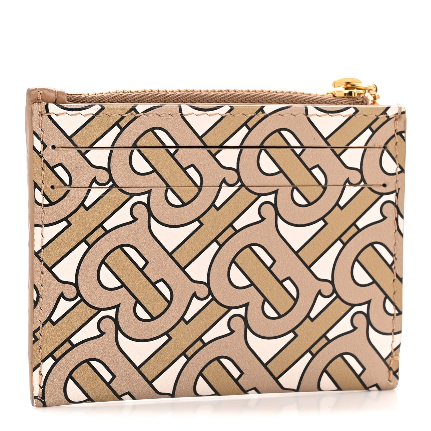 Calfskin Monogram Simone Coin Case Card Holder Beige