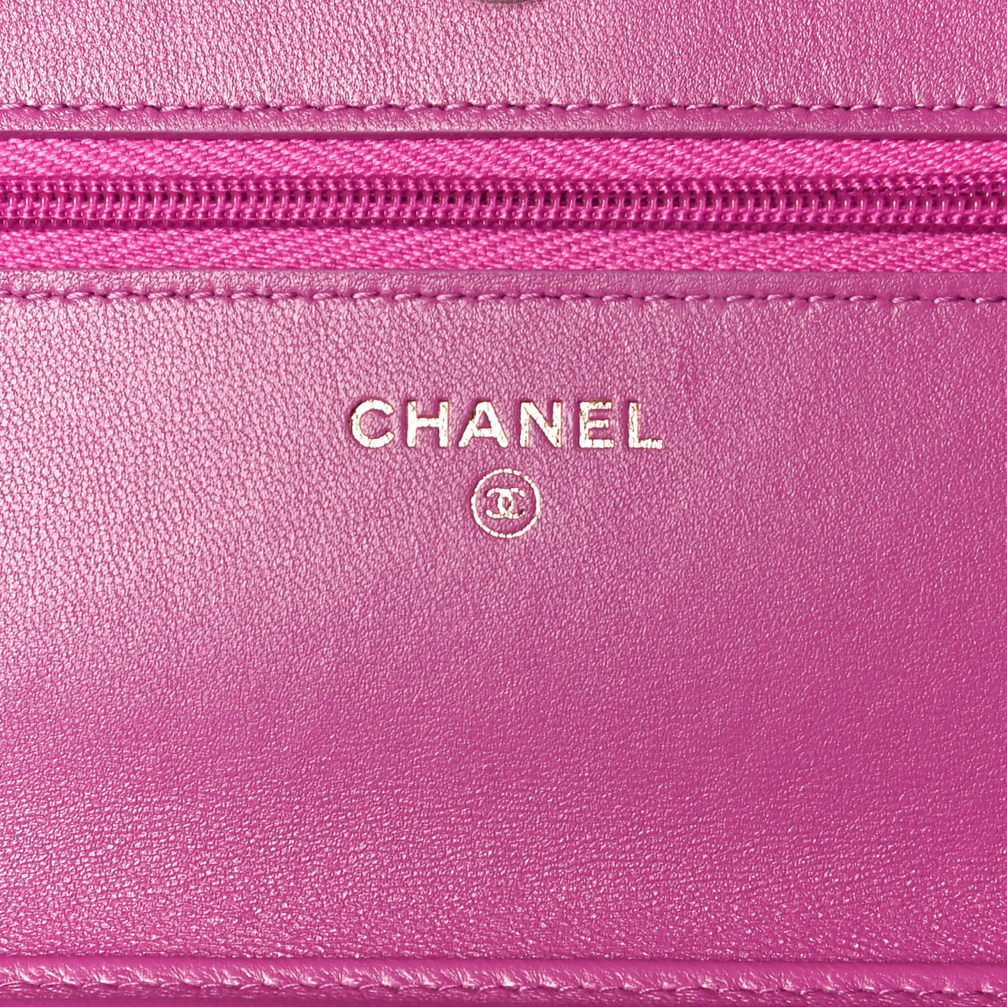 Lambskin Quilted Wallet On Chain WOC Dark Blue Pink