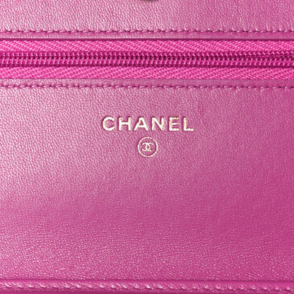 Chanel Lambskin Quilted Wallet On Chain WOC Dark Blue Pink 6 of 12