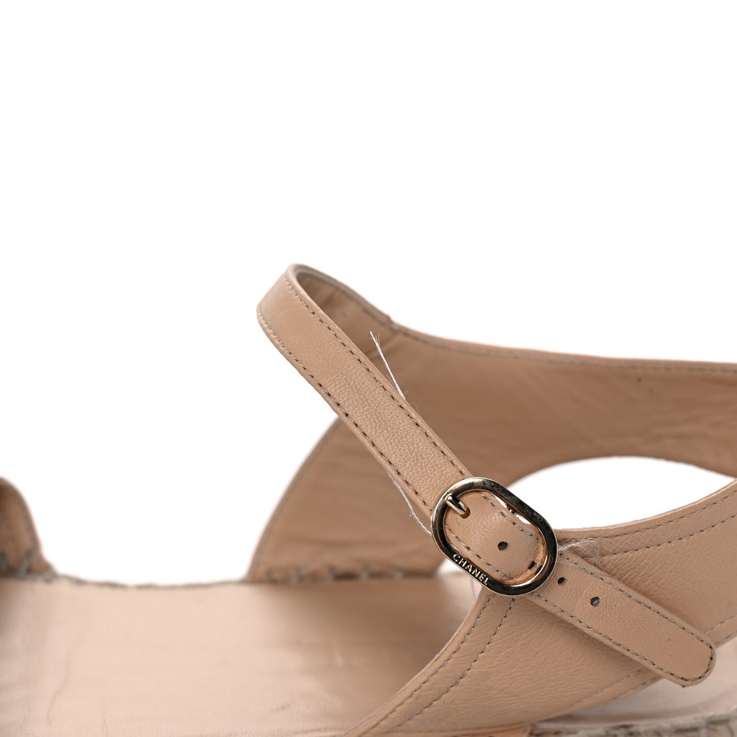 Lambskin Cap Toe CC Espadrille Sandals 42 Beige Black