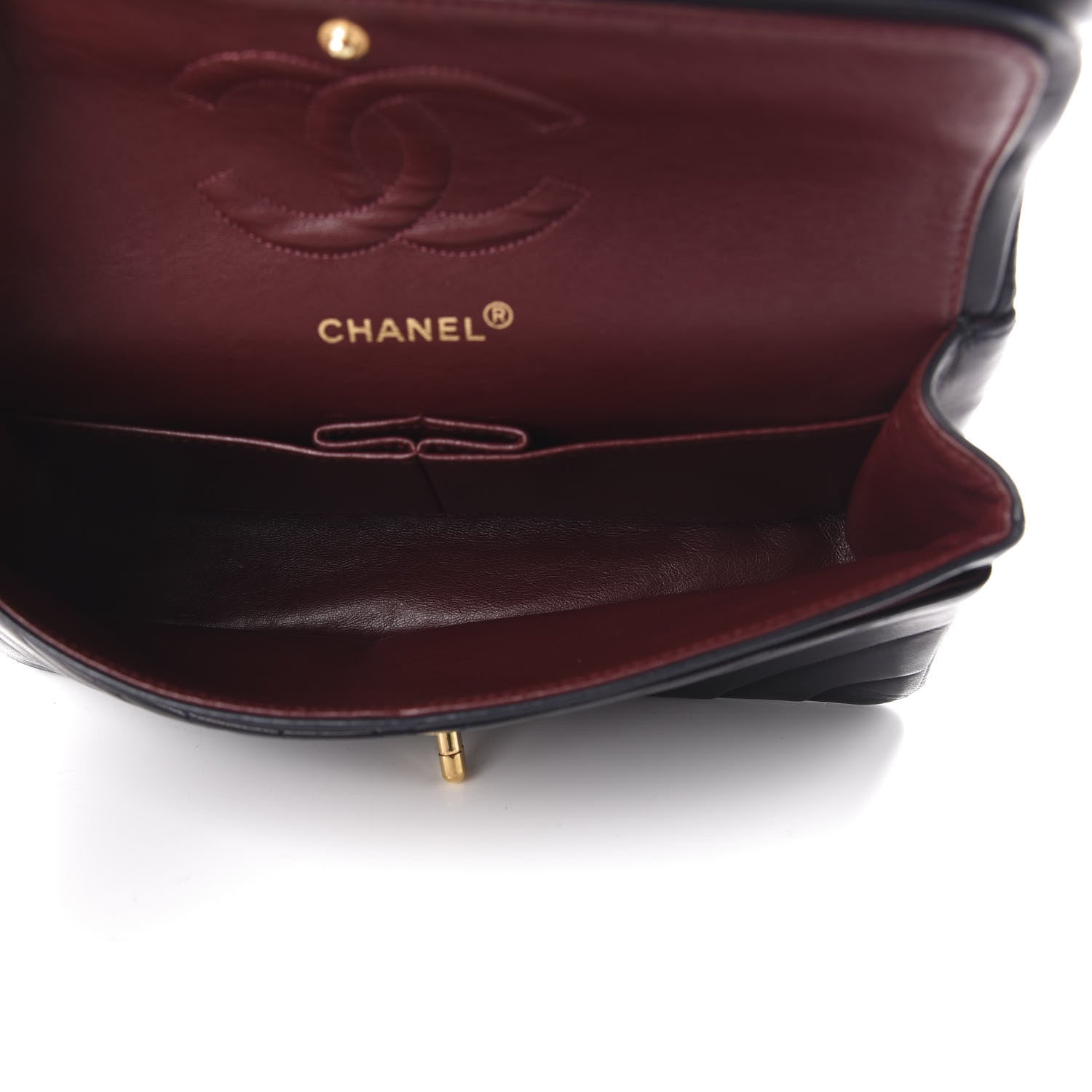 Chanel Lambskin Chevron Quilted Medium Double Flap Navy Blue 5 of 11