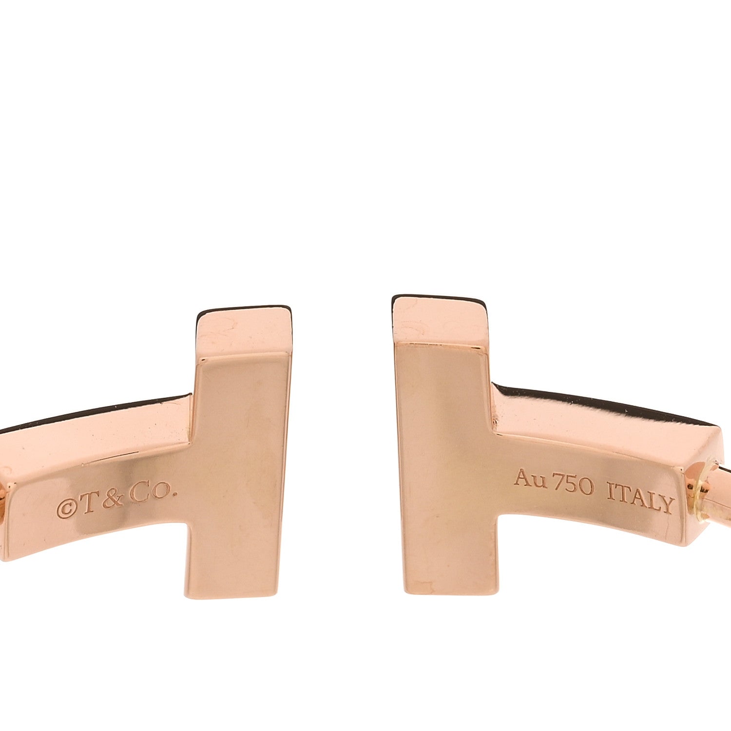 Tiffany 18K Rose Gold T Wide Wire Bracelet 3 of 4