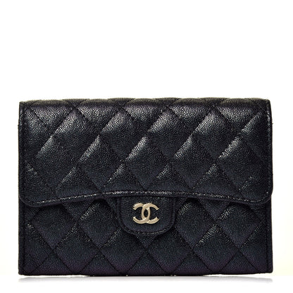 Chanel Iridescent Caviar Quilted Medium Flap Wallet Black 1 of 8