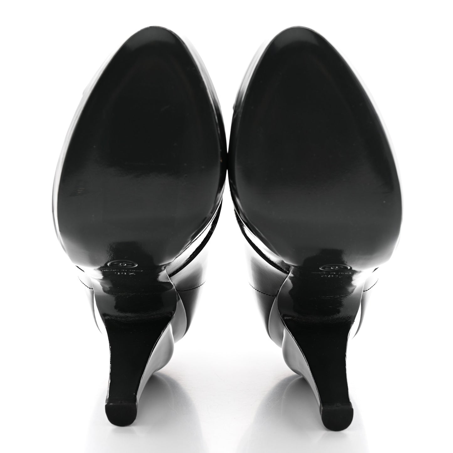 Patent Calfskin Cap Toe Ankle Boots 38.5 Black