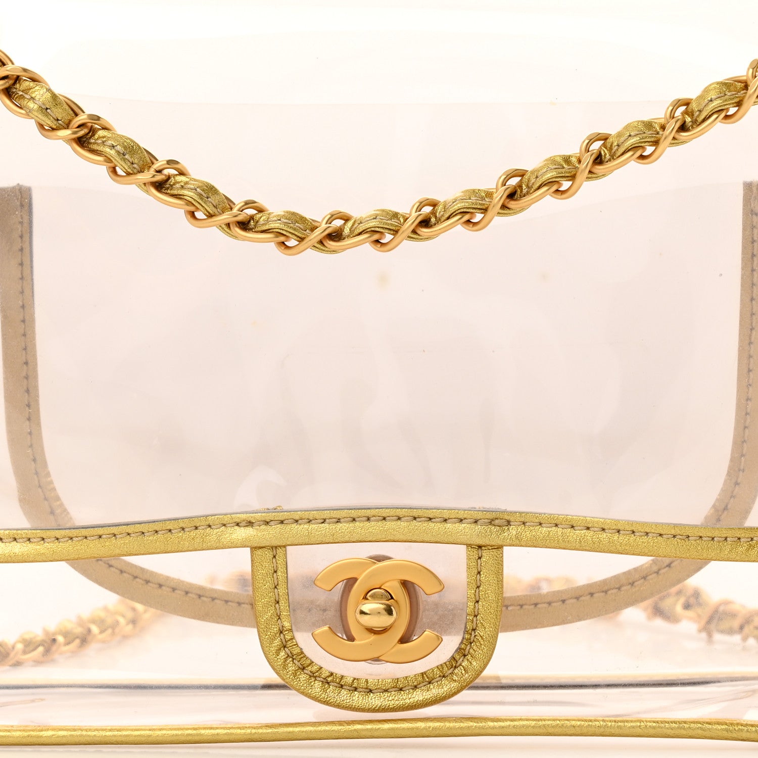 Chanel Metallic Lambskin PVC Medium Naked Flap Gold 8 of 12