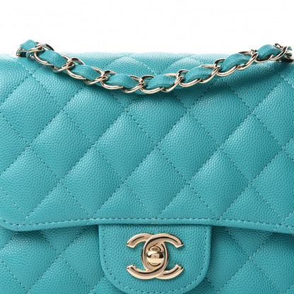 Chanel Caviar Quilted Mini Square Flap Turquoise 10 of 11