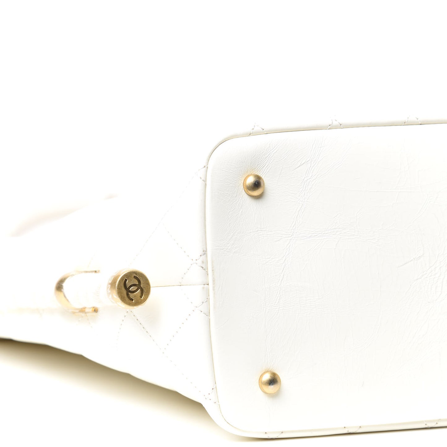 Crumpled Calfskin En Vogue Rope Hobo Bag White