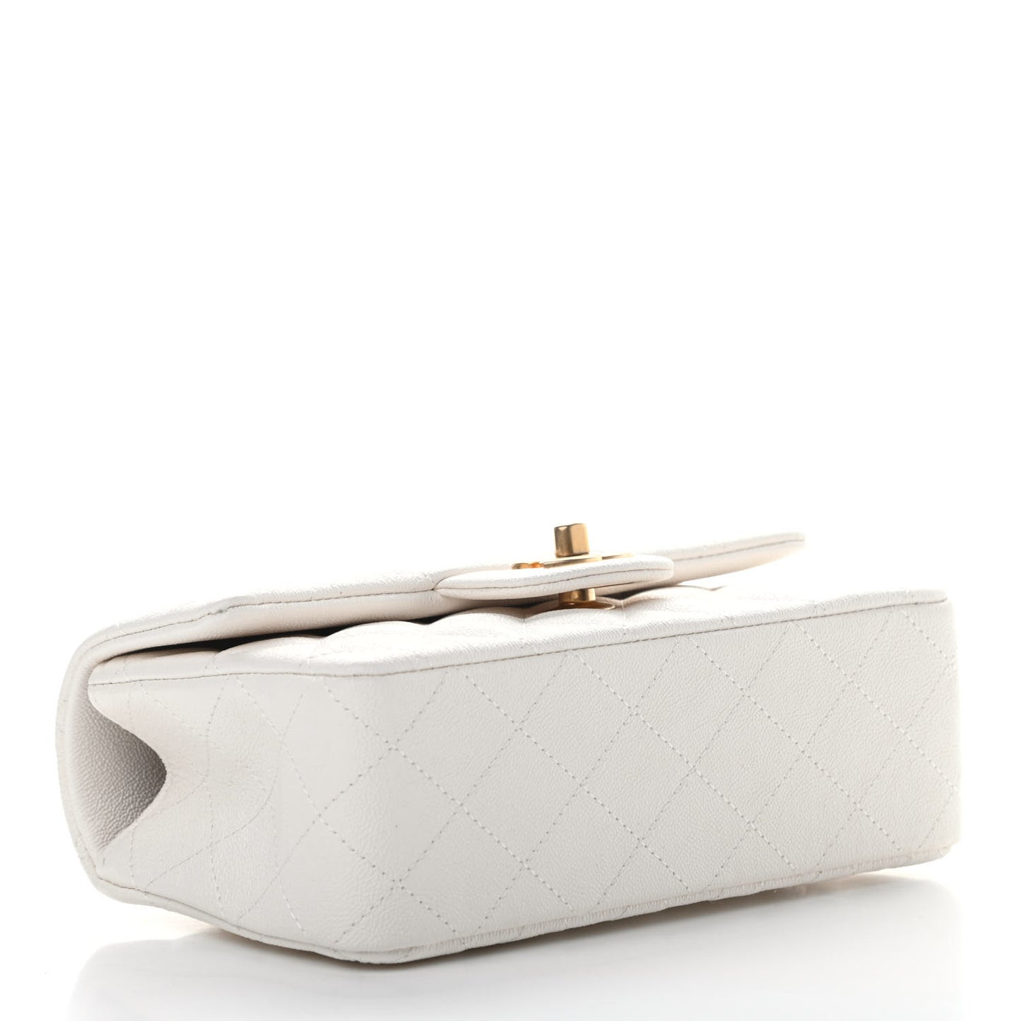 Caviar Quilted Mini Top Handle Rectangular Flap White