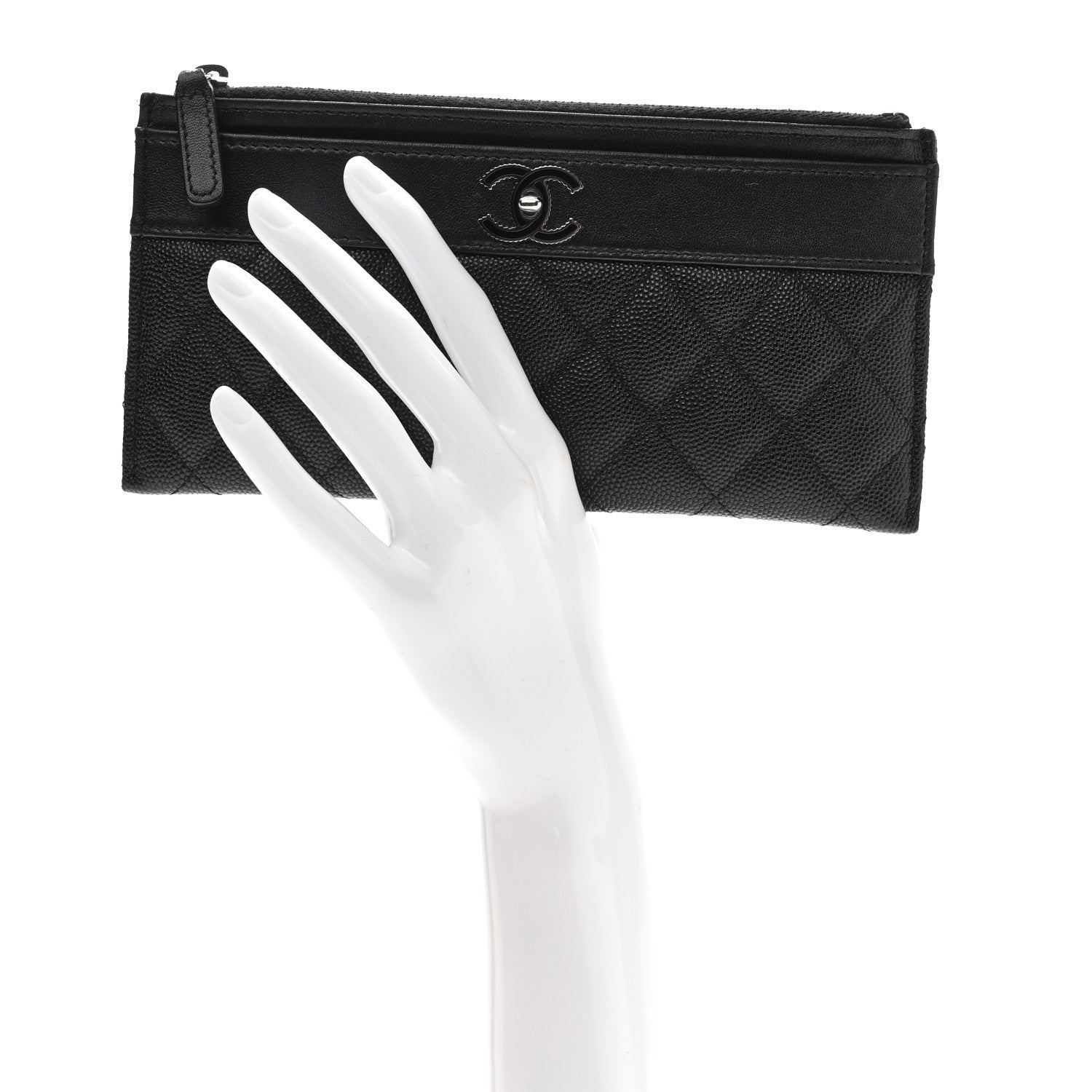 Chanel Caviar Quilted Mademoiselle Vintage Zip Pouch Black 2 of 8