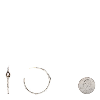 John Hardy Sterling Silver Smoky Quartz Bamboo Hoop Earrings 2 of 4