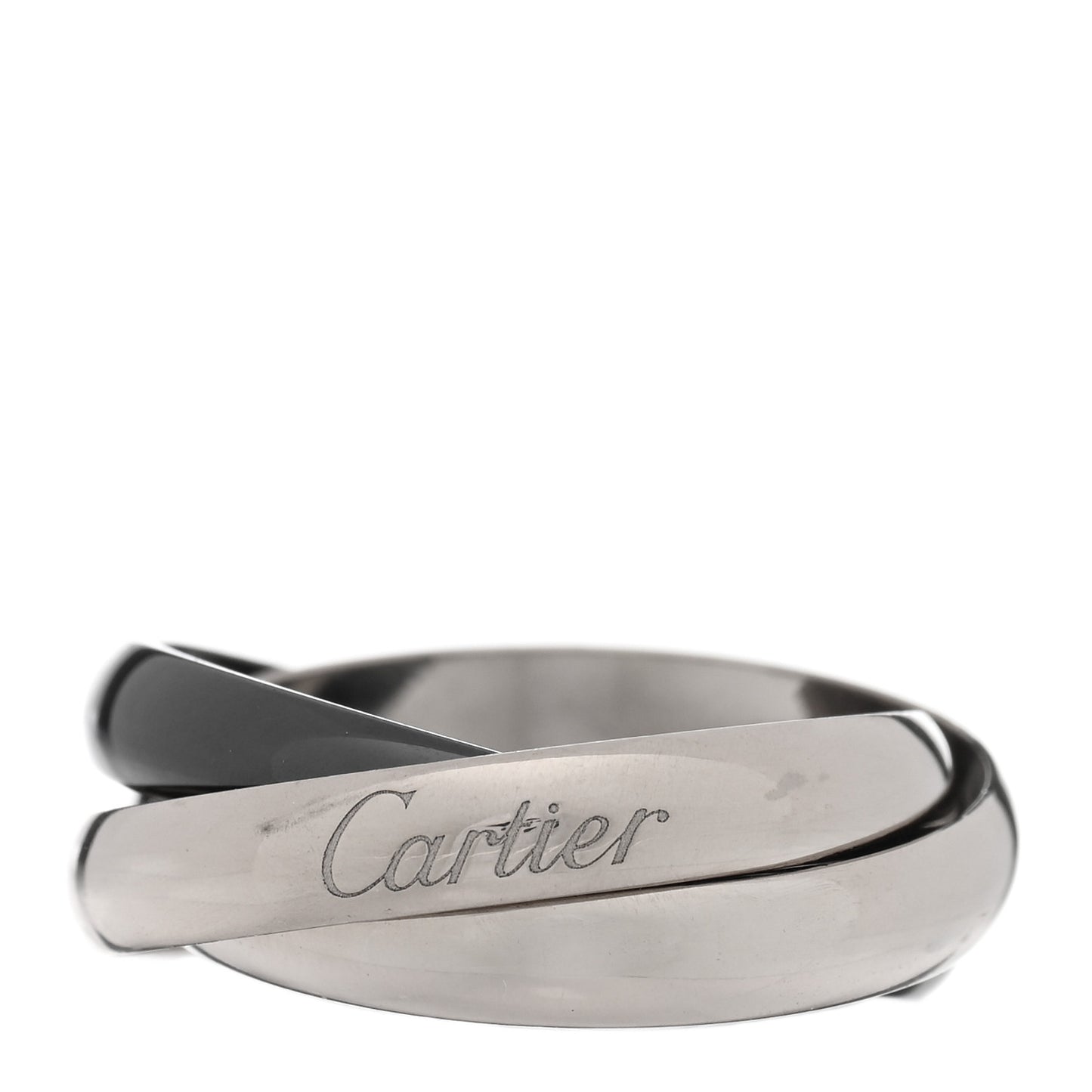 18K White Gold Black Ceramic Trinity Ring 56 7.5