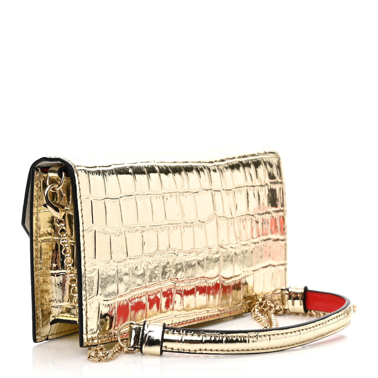 Christian Louboutin Metallic Calfskin Alligator Embossed Elisa Baguette Paltine 3 of 8