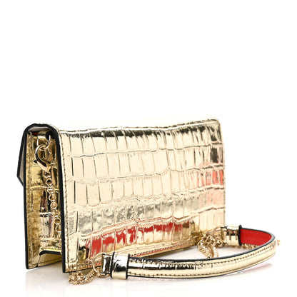 Christian Louboutin Metallic Calfskin Alligator Embossed Elisa Baguette Paltine 3 of 8