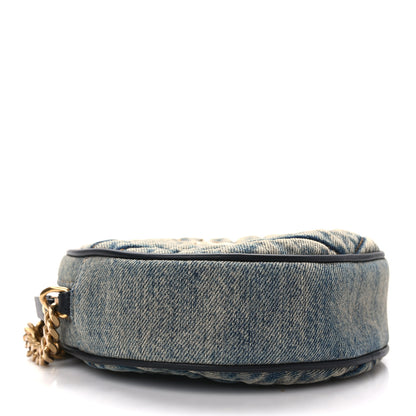 Saint Laurent Denim Quilted Monogram Round Crossbody Bag Rodeo Blue 4 of 10