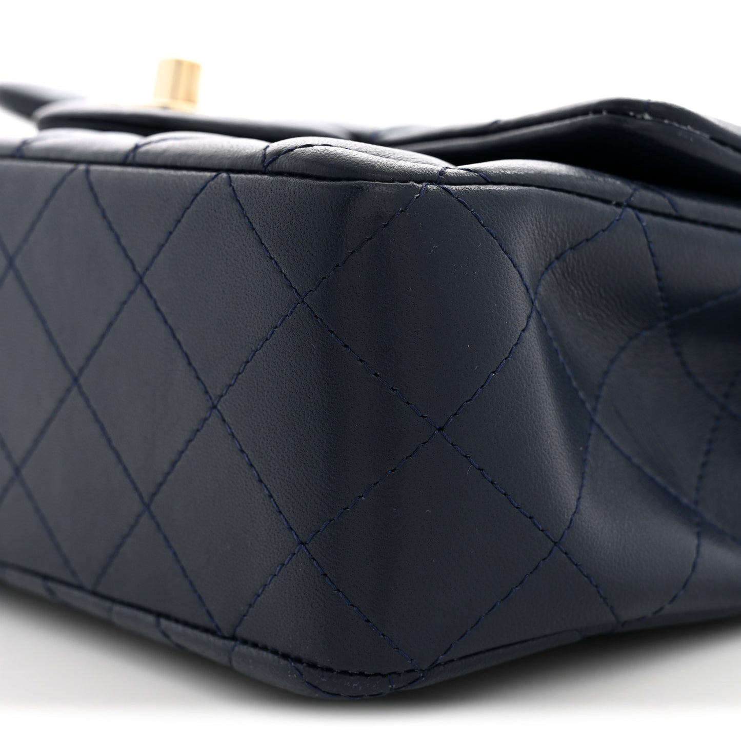Lambskin Quilted Mini Rectangular Flap Dark Navy Blue