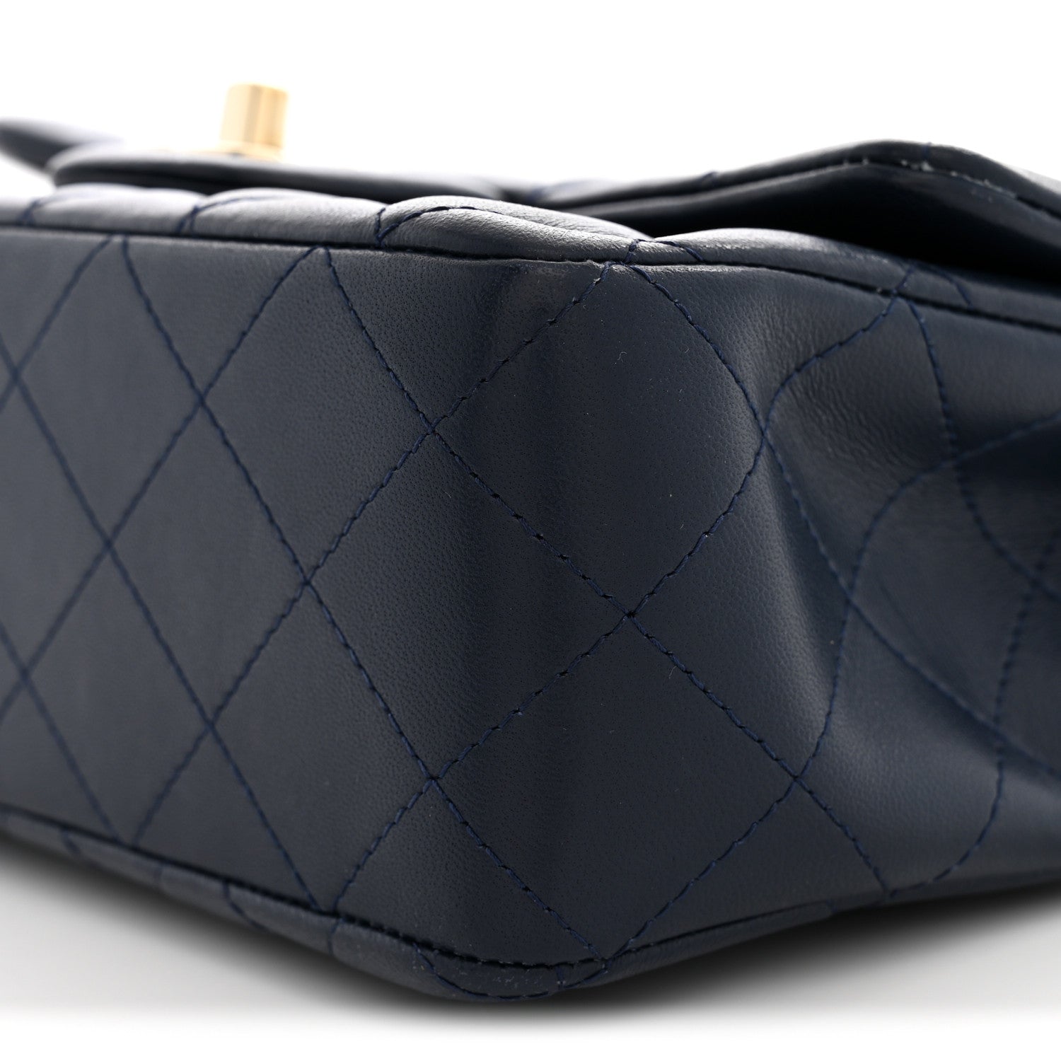 Chanel Lambskin Quilted Mini Rectangular Flap Dark Navy Blue 10 of 11