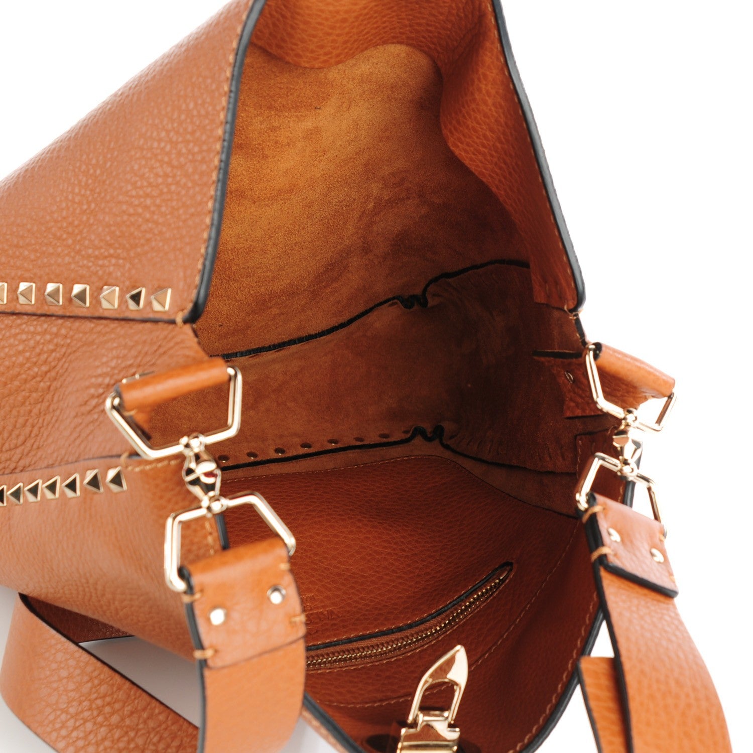 Valentino Garavani Pebbled Calfskin Large Rockstud Flip-Lock Messenger Bag Light Cuir 6 of 8