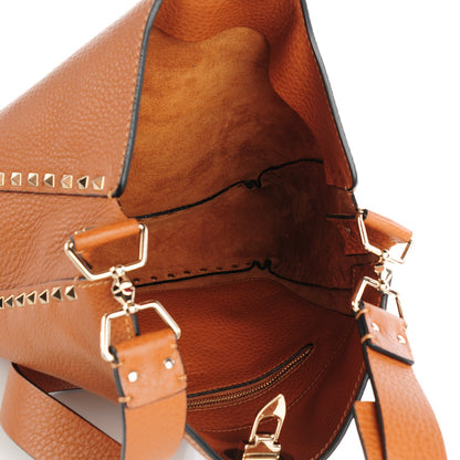 Valentino Garavani Pebbled Calfskin Large Rockstud Flip-Lock Messenger Bag Light Cuir 6 of 8