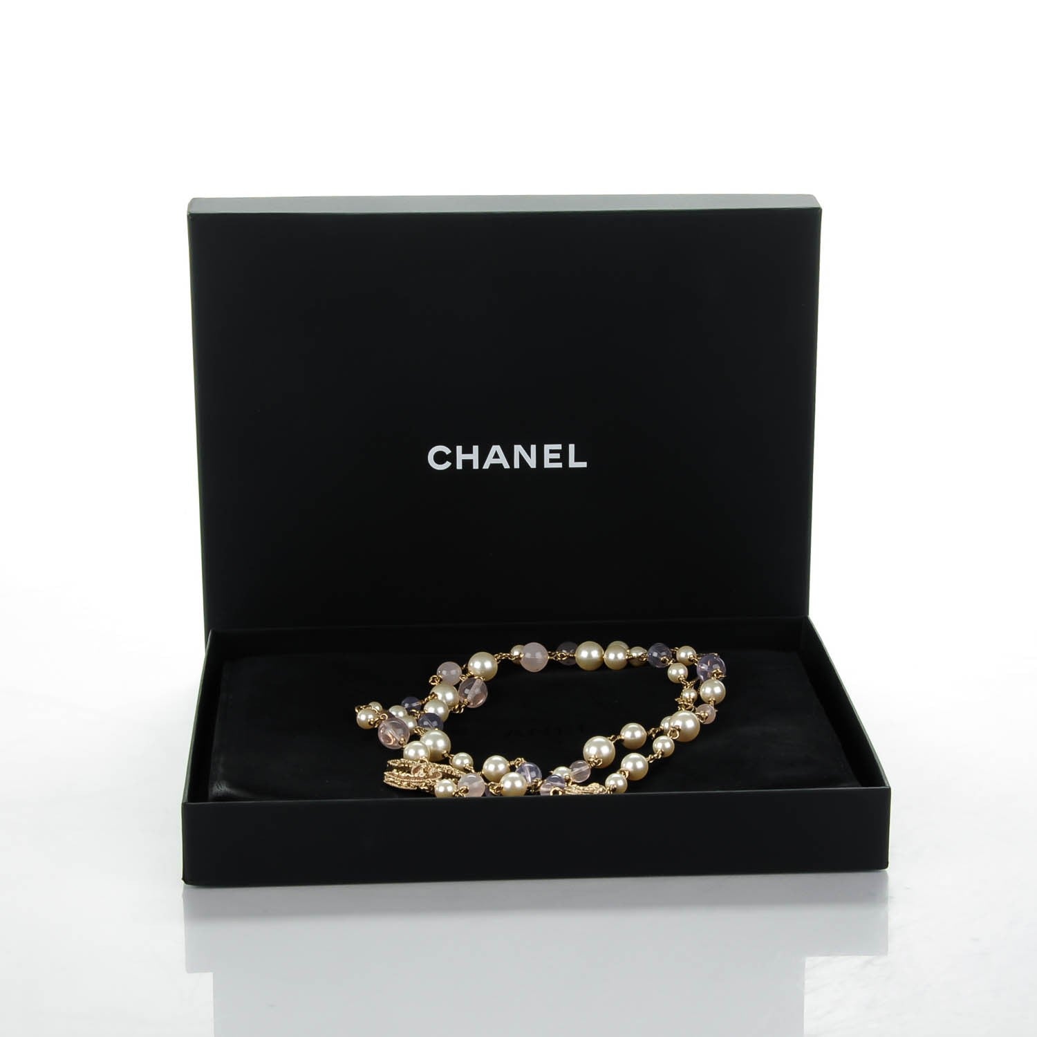 Chanel Pearl Beaded Enamel CC Long Necklace Gold 7 of 7