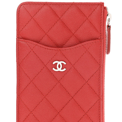 Chanel Caviar Quilted Classic Flat Wallet Pouch Red 8 of 9