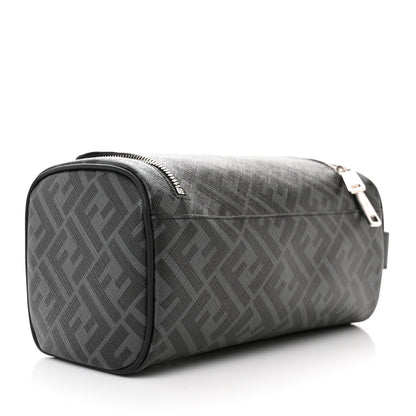Fendi Shiny Glazed Fabric Vachetta FF 1974 Toiletry Case Black 3 of 8