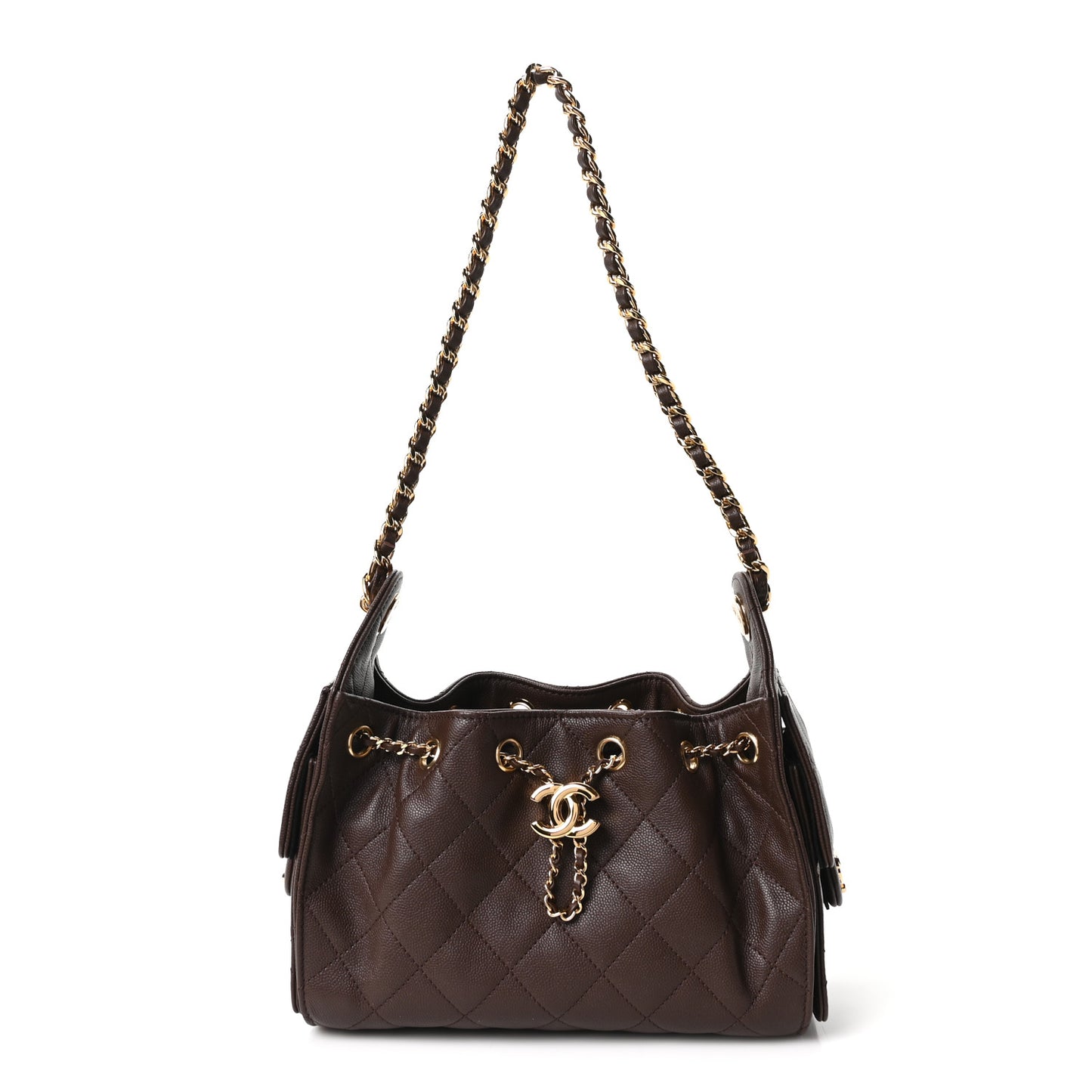 Caviar Quilted Mini Chanel 25 Handbag Dark Brown