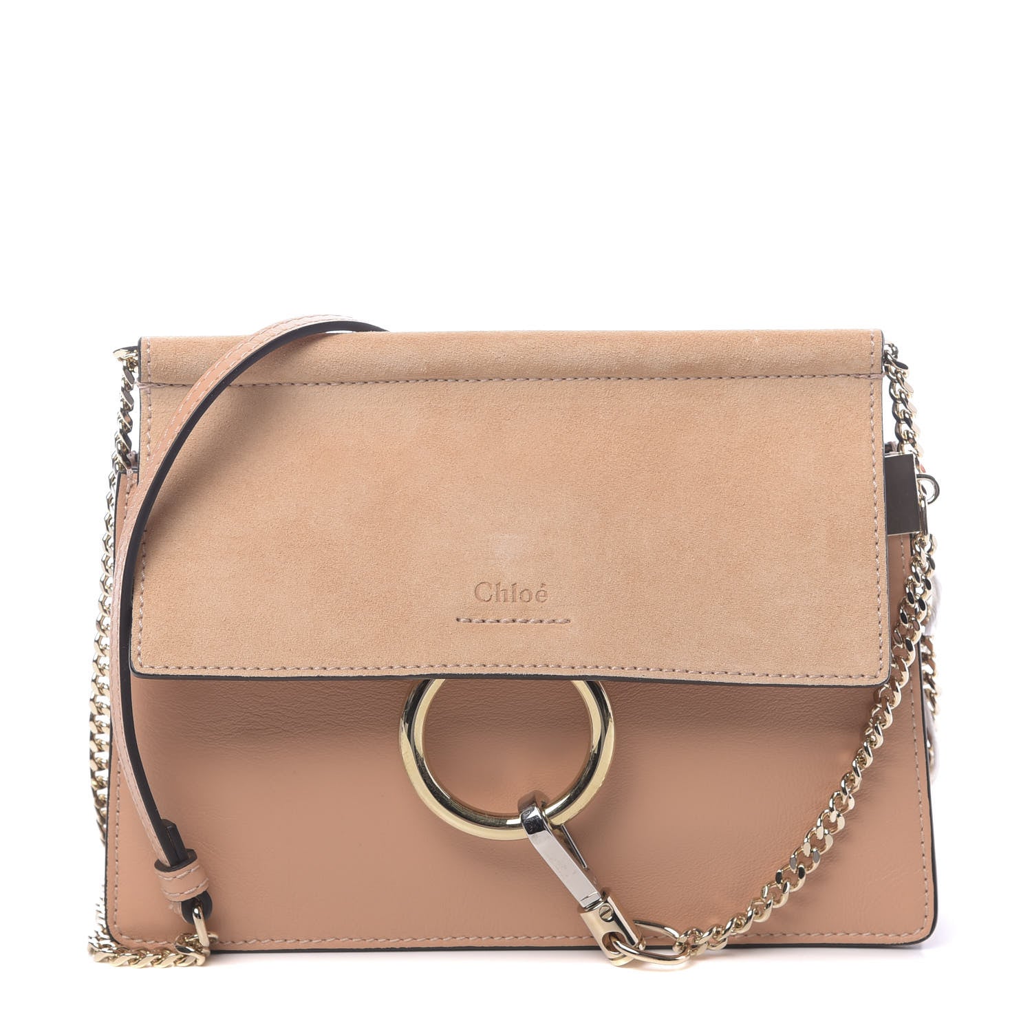Chloe Calfskin Suede Mini Chain Faye Shoulder Bag Milky Orange 1 of 10