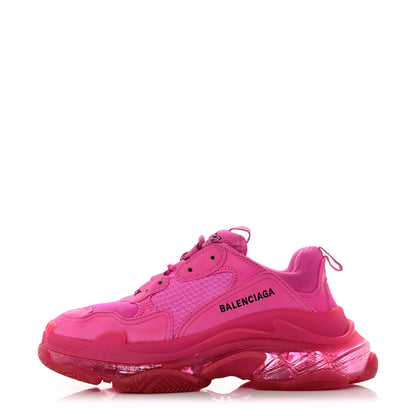 Balenciaga Fabric Mesh Clear Sole Fluo Womens Triple S Sneakers 40 Pink 1 of 8