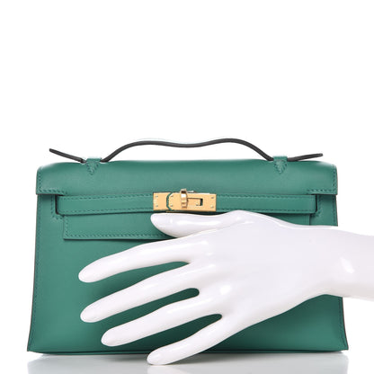 Hermes Swift Kelly Pochette Clutch Vert Vertigo 2 of 28