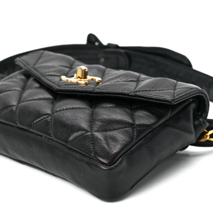 Chanel Calfskin Quilted Flap Waist Belt Bag 70 28 Black 14 of 14