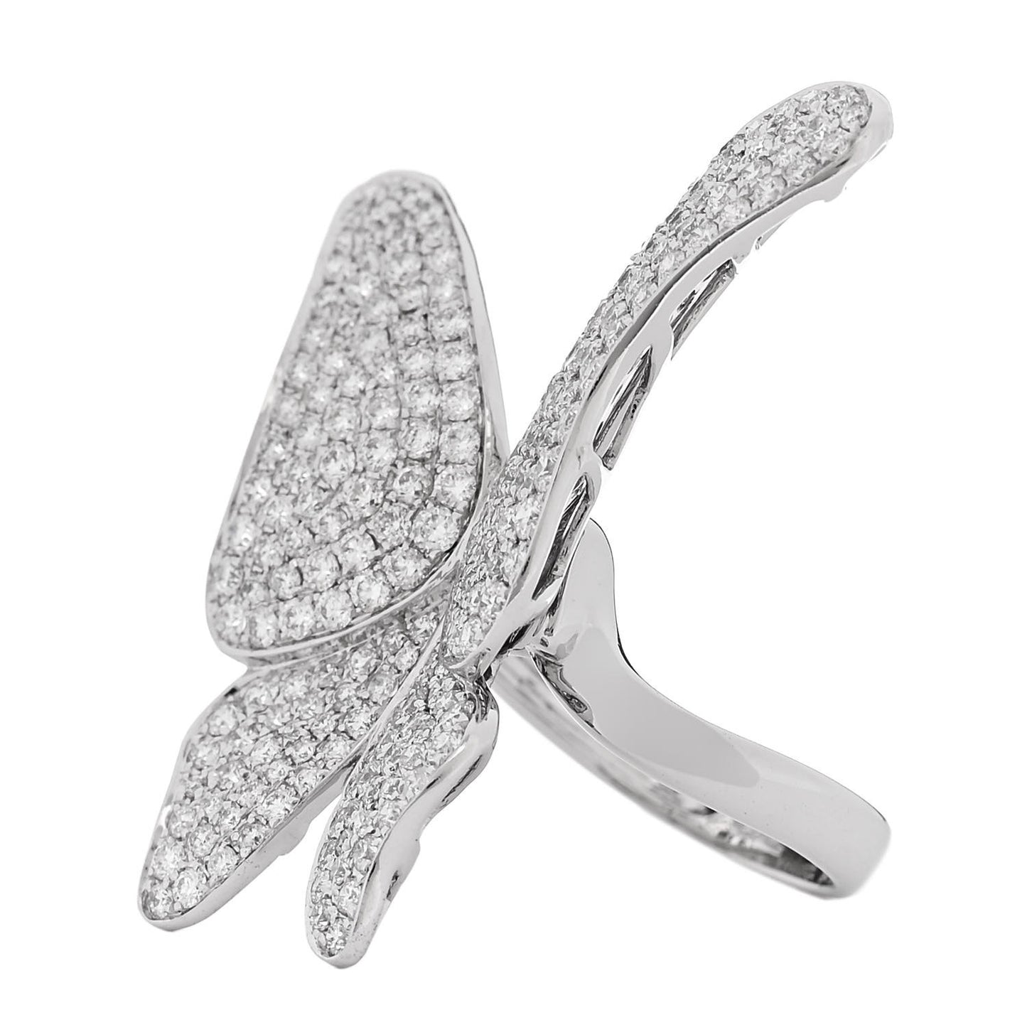 18K White Gold Diamond 3.25ctw Butterfly Ring 54 7