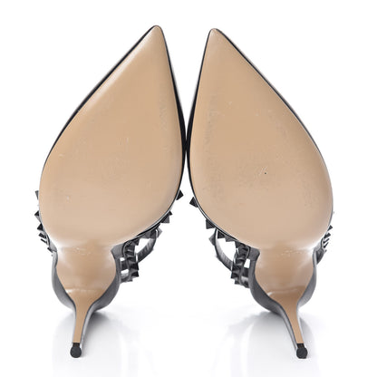 Valentino Garavani Calfskin Nappa Monochrome Rockstud Ankle Strap 100mm Pumps 39 Black 7 of 10