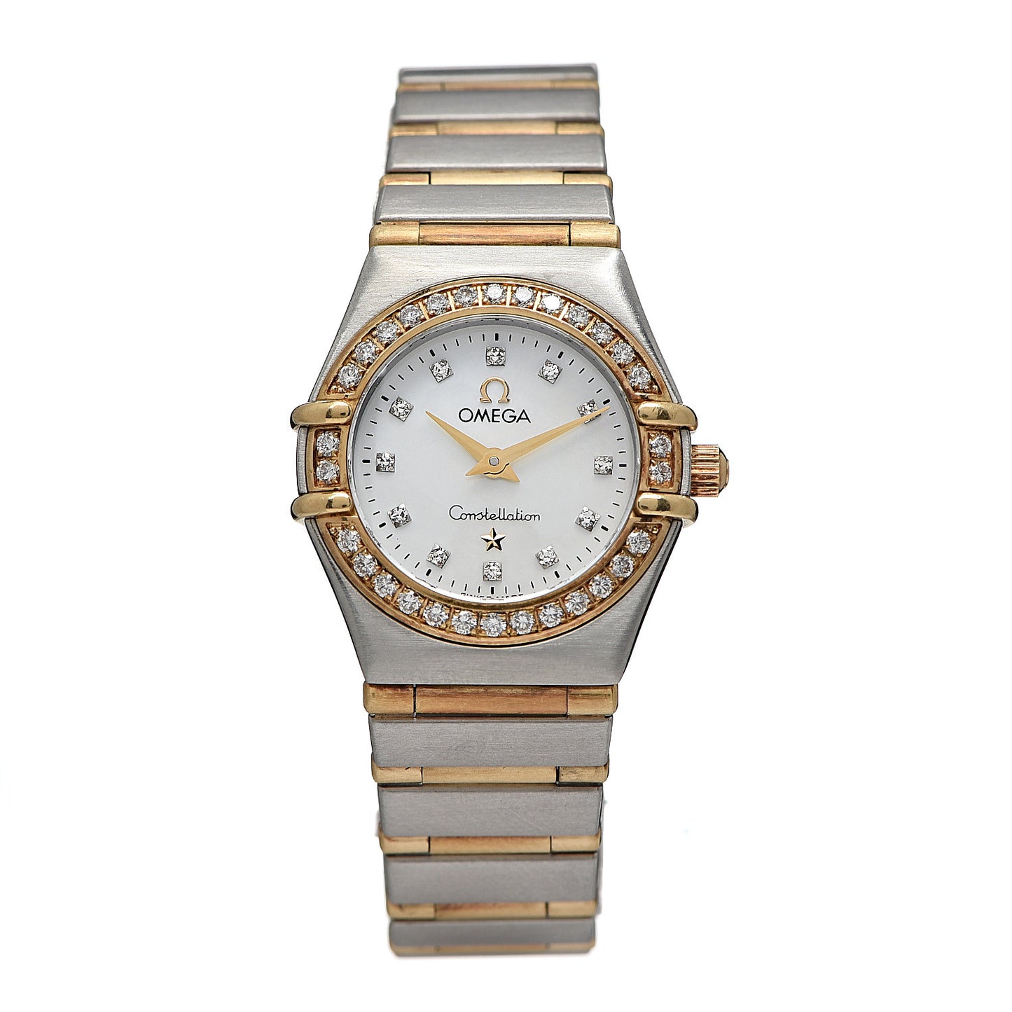 Stainless Steel 18K Yellow Gold Diamond Bezel Mother of Pearl 22mm Constellation Quartz Watch 1267.75.00