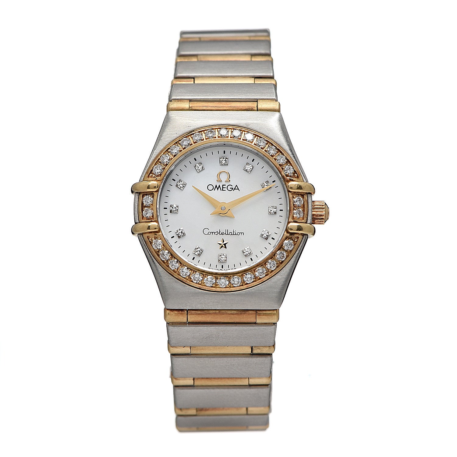 Omega Stainless Steel 18K Yellow Gold Diamond Bezel Mother of Pearl 22mm Constellation Quartz Watch 1267.75.00 1 of 5