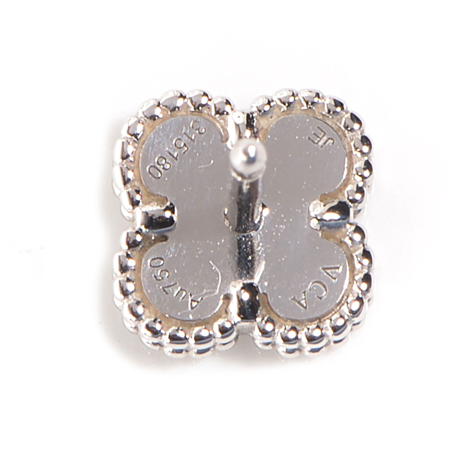 Van Cleef & Arpels 18K White Gold Mother of Pearl Sweet Alhambra Earrings 5 of 7