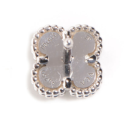 Van Cleef & Arpels 18K White Gold Mother of Pearl Sweet Alhambra Earrings 5 of 7