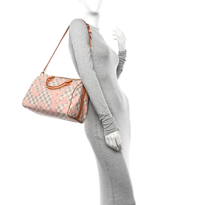 Louis Vuitton Damier Azur Tahitienne Speedy Bandouliere 30 Rose Ballerine 2 of 14