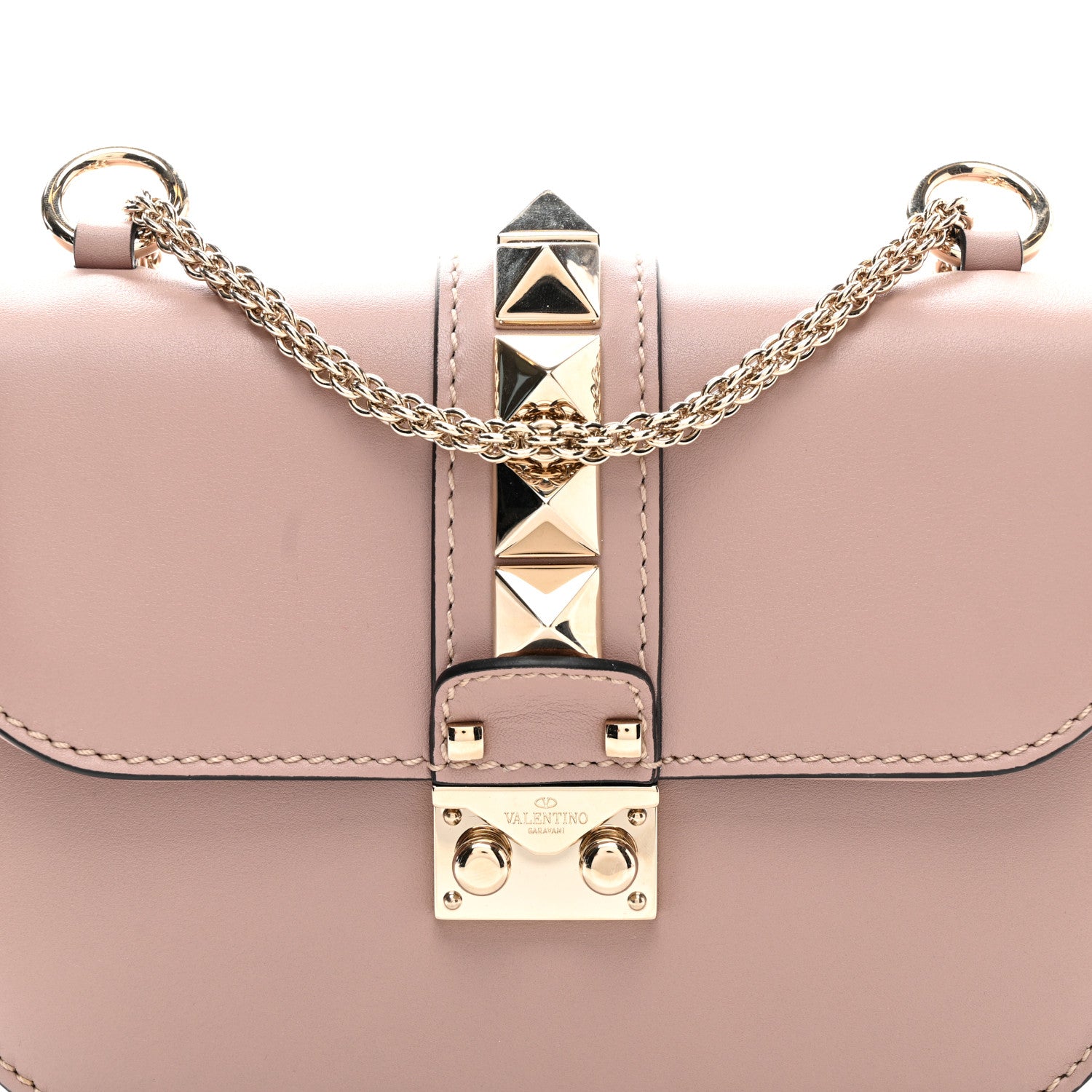 Valentino Garavani Vitello Small Glam Lock Rockstud Flap Poudre 7 of 10