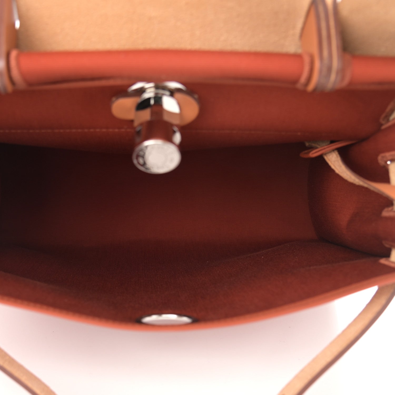Hermes Military Toile Vache Hunter Herbag Zip 31 PM Cuivre Natural 6 of 12