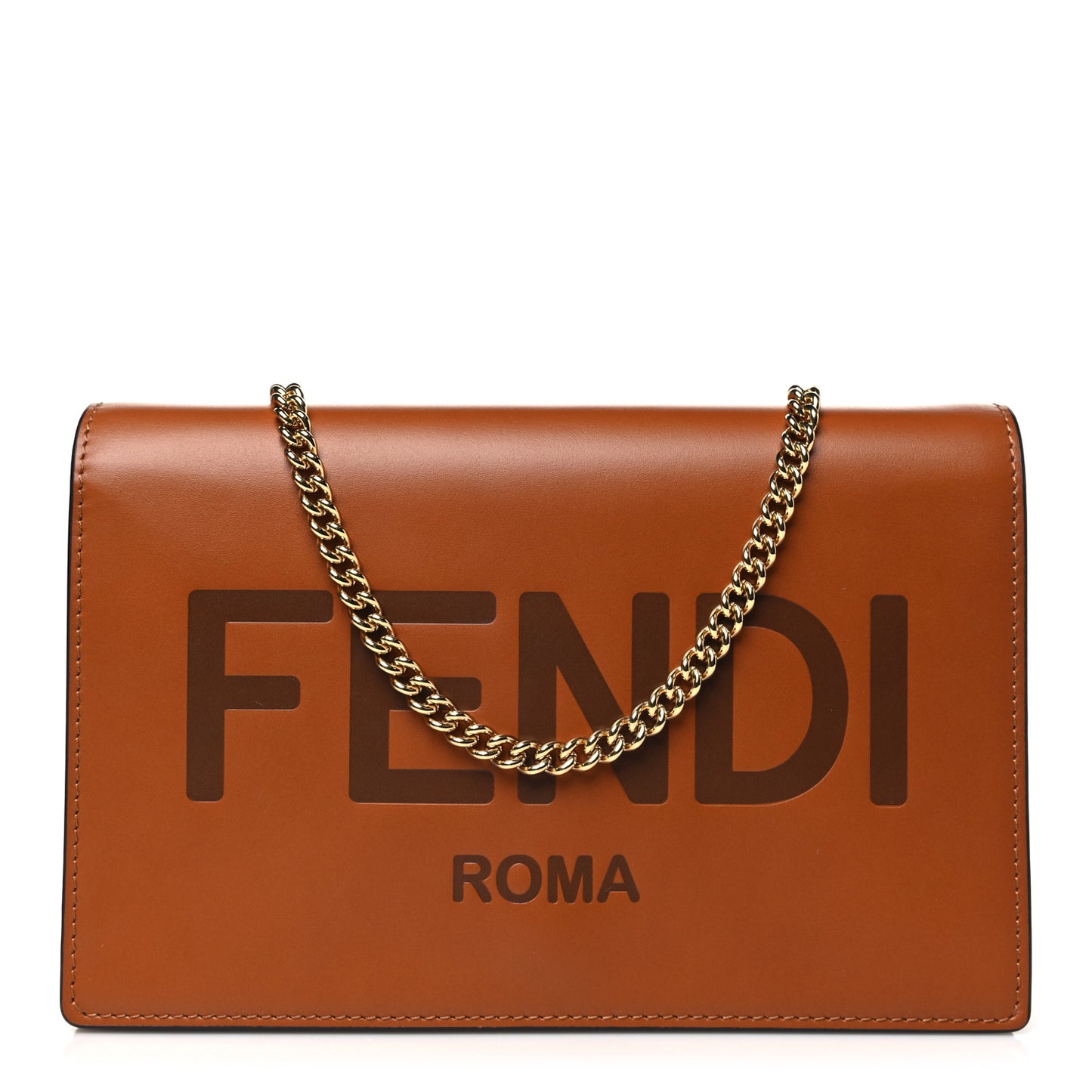 Vitello King Tamponato Logo Embossed Medium Wallet On Chain Cuoio