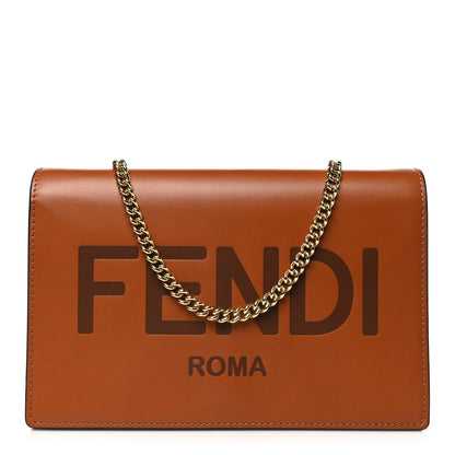 Fendi Vitello King Tamponato Logo Embossed Medium Wallet On Chain Cuoio 1 of 10