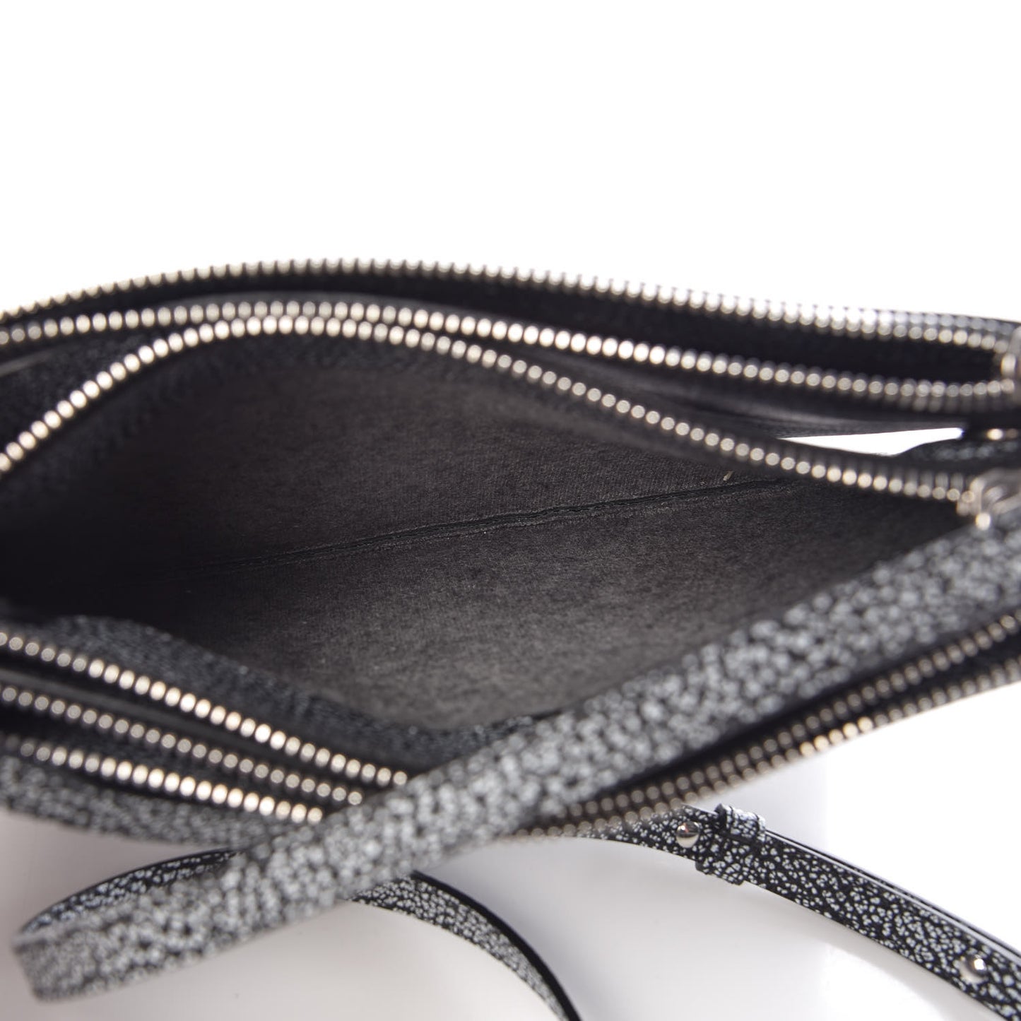 Lambskin Embossed Small Trio Crossbody Bag Black White